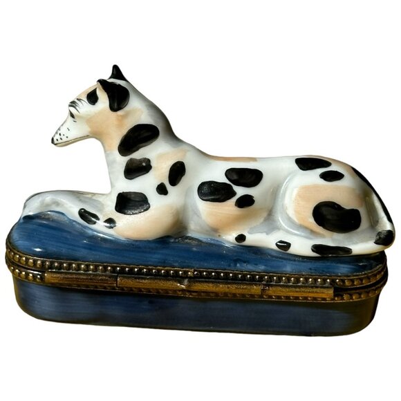 Rare Perfection Limoges  “Reclining Dog” Trinket Box - Picture 5 of 9